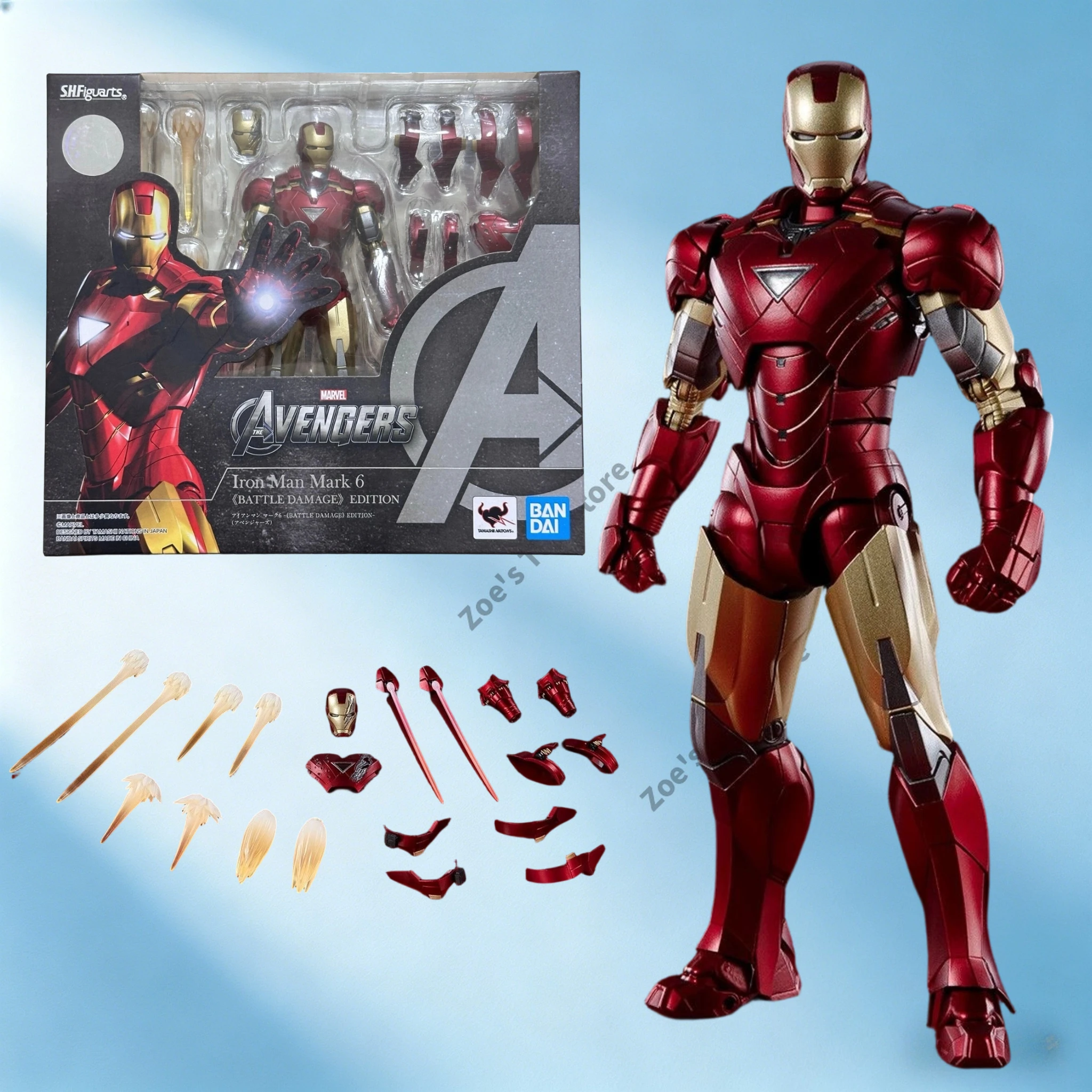

Сборная фигурка Bandai SHF Avengers Iron Man MK6, 6-дюймовая модель из Марвел Синематик Юниверс, подвижная фигурка, подарок