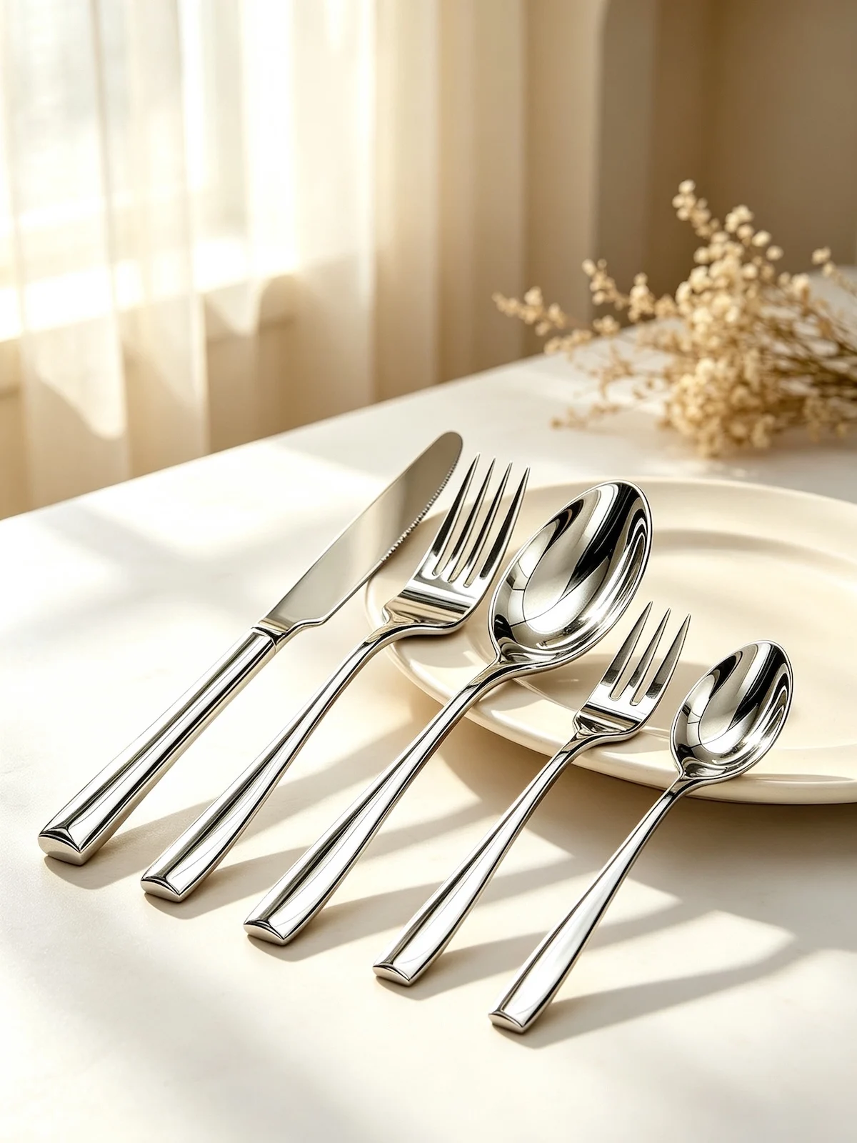 5/10/20Pcs Slanted Stainless Steel Cutlery Set Portable Spoon Fork Knife Reusable Tableware Camping Outdoor