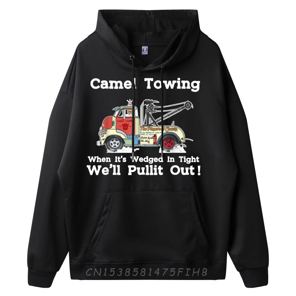 Print Hoodies Funky Long Sleeve Men's Hoodies Camel Towing Funny Adult Humor Slogan Labor Day Sweatshirt O-Neck