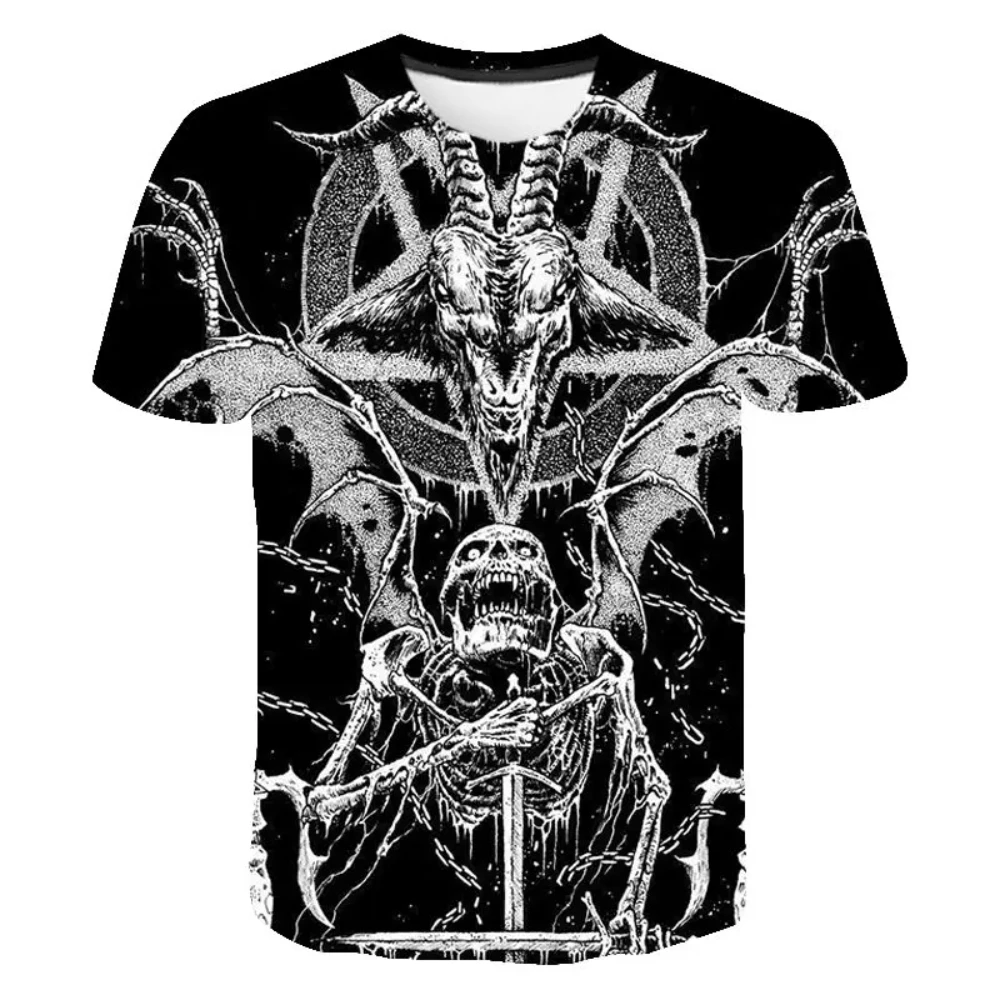 New Summer Satan 3D Print T-Shirt Men Women Hip Hop Harajuku Vintage Unisex Streetwear Casual Oversized O-Neck Short Sleeve