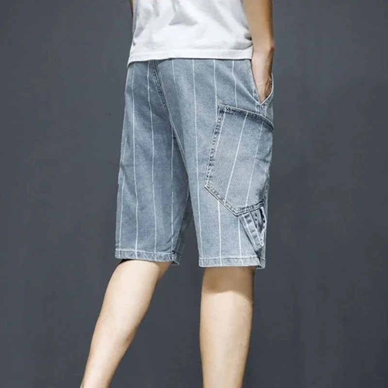 

Half with Pockets Bermuda Man Denim Shorts Long Short Jeans Pants for Men Thin Rude Emo Designer Cowboy Popular New in Sale Xxxl