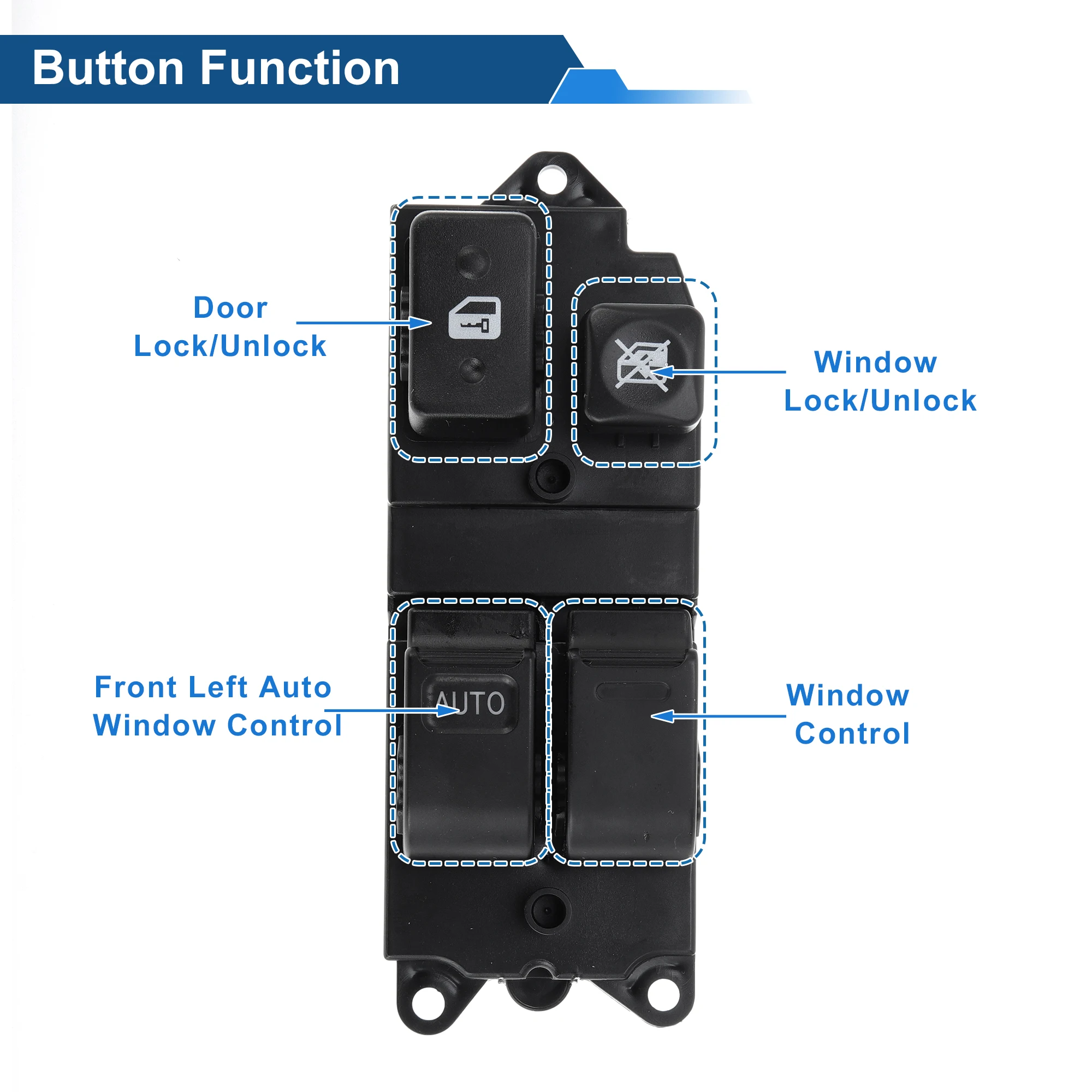 

UXCELL Front Left Driver Side Power Window Switch for Toyota 4Runner Pickup Window Control Switch No.8482089105/8482010070 Black