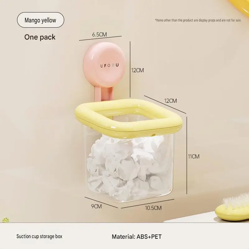 Bathroom and Toilet Dopamine Waste Facial Tissue Desktop Storage Box, Toilet and Washbasin Suction Cup Wall-Mounted Facial Tissu