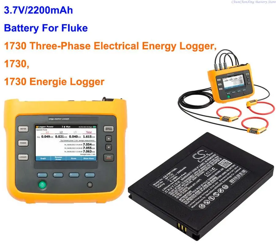 2200mAh Replacement Battery BP1730  BP1730-2009 for Fluke 1730  1730 Three-Phase Electrical Energy Logger  1730 Energie Logger