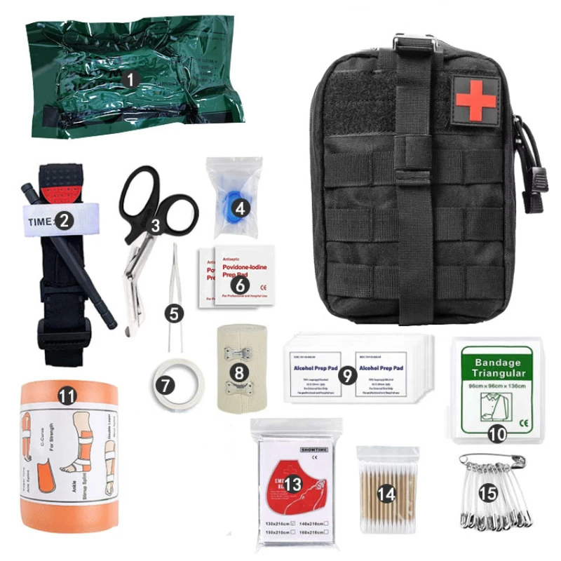 

Survival First Aid Kit Molle Outdoor Gear Emergency Kits Trauma Bag For Camping Hunting Disaster Adventures Survival Kit