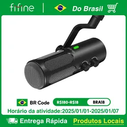 FIFINE-Microfone Dinâmico USB e XLR para Gravação, Microfone com Cancelamento de Ruído com Botão de Ganho, Botão Mute para PC Mixer, Amplitank Tank3