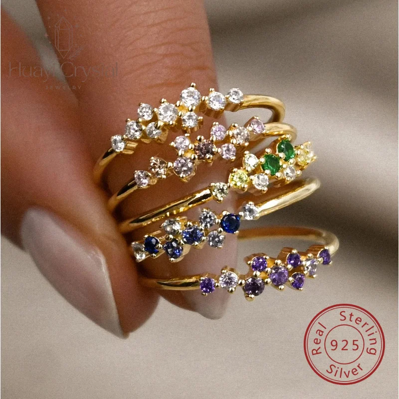 custom new minimalistic birthstone zircon trend thenight sky Inspired twinkling stars Stackable cluster rings for women girls