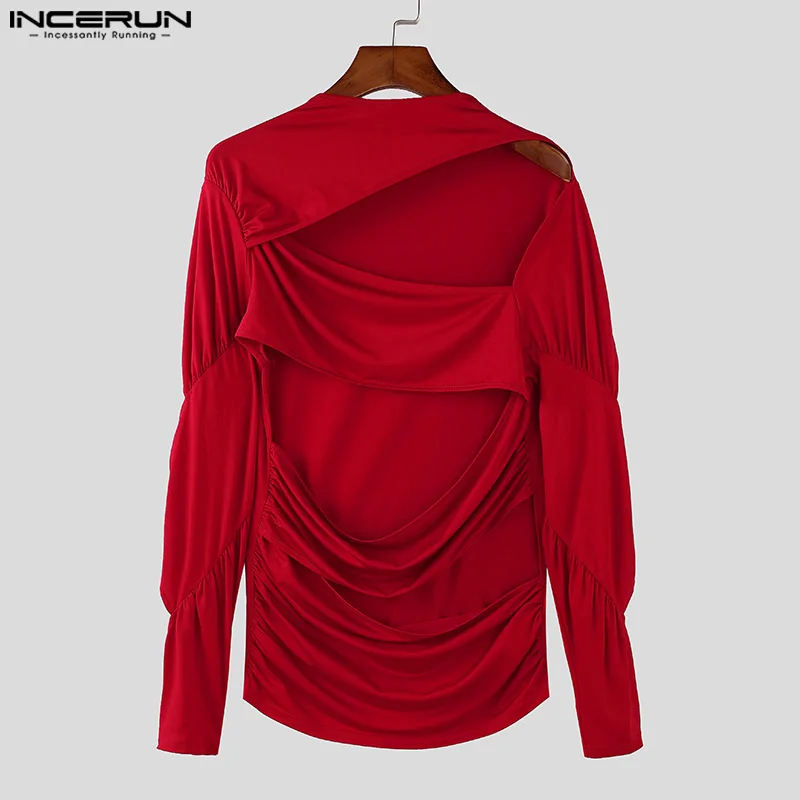 INCERUN Handsome Men\'s Tops Stylish Hollow Out Deconstruction T-shirt Sexy Male Party All-match Long Sleeved Camiseta S-5XL 2025