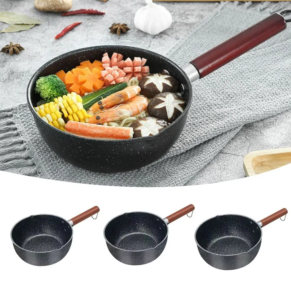 Universal Soup Stock Pots Wheat Stone Cookware with Wooden Handle Milk Pot Non-stick Frying Pan Kitchen Noodle Pot