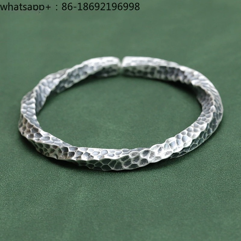 999 Pure Silver Yunnan Snowflake Handmade Custom Square Retro Silver Bracelet