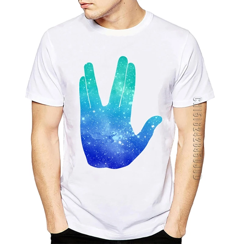 Summer Fashion tops Live Long Prosper Men T-Shirt Spock galaxy tee shirt Funny 100% Cotton T-shirts Streetswear Style