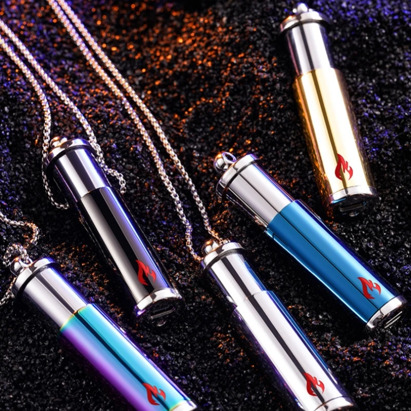 Metal Necklace Hanging Rope Intelligent Voice Control 4 Types of Tungsten Wire Ignition Charging Lighter Type-C Electric Lighter