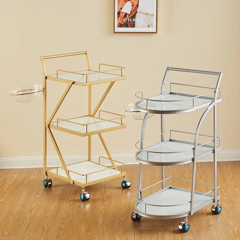 Auxiliary Cart Hairdresser Salon Mini Trolley Cosmetic Table Wheels Car Serving Rotating Carrello Parrucchiere Aesthetics Spa