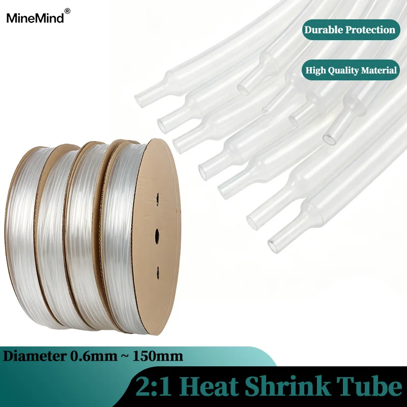 3/8/25M 2:1 Heat Shrink Heatshrink Tube Clear Diameter 0.6mm ~ 150mm Wire Repair DIY Cable Protecctor Sleeving Wrap Tubing