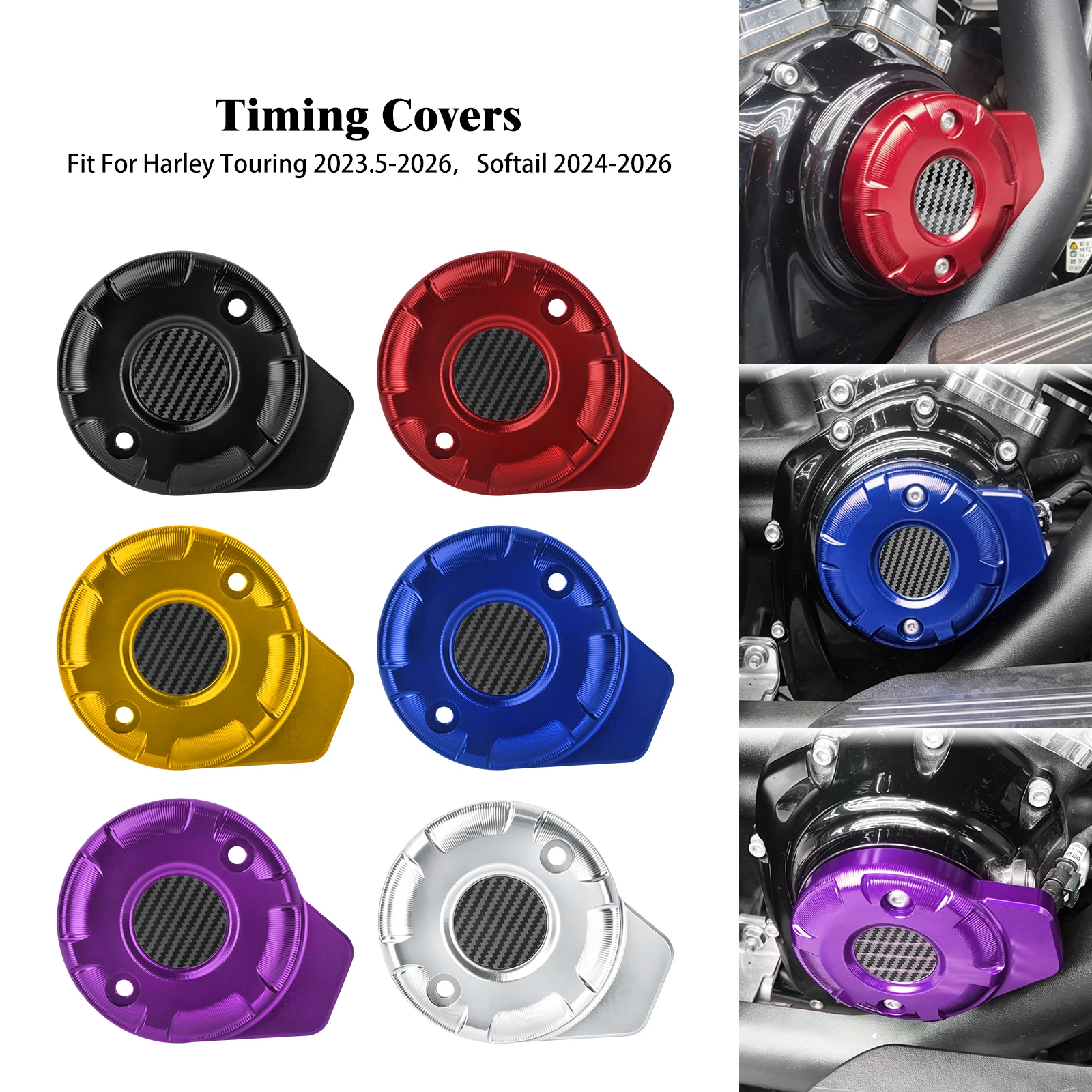 Motorcycle Cam Covers Timing Cover CNC Timer Trim Cap For Harley Touring 23.5-Up FLHXSE FLTRX Street Road 2024-Up Softail 25-Up