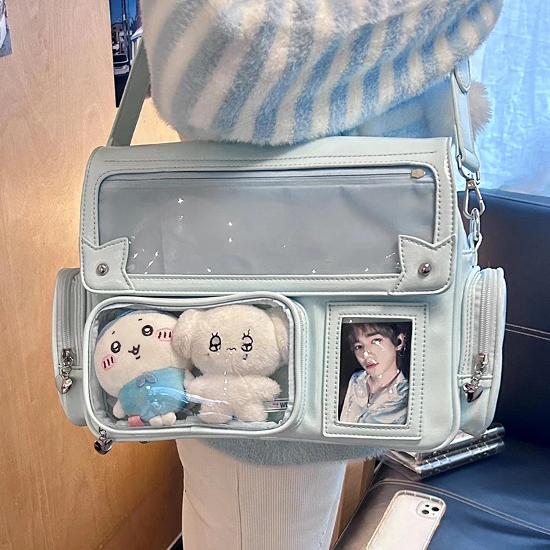 Large Capacity Japanese College Style Shoulder Bag Hidden Light Brand Shoulder Handbag Transparent Storage Bag Popular Pain Bags