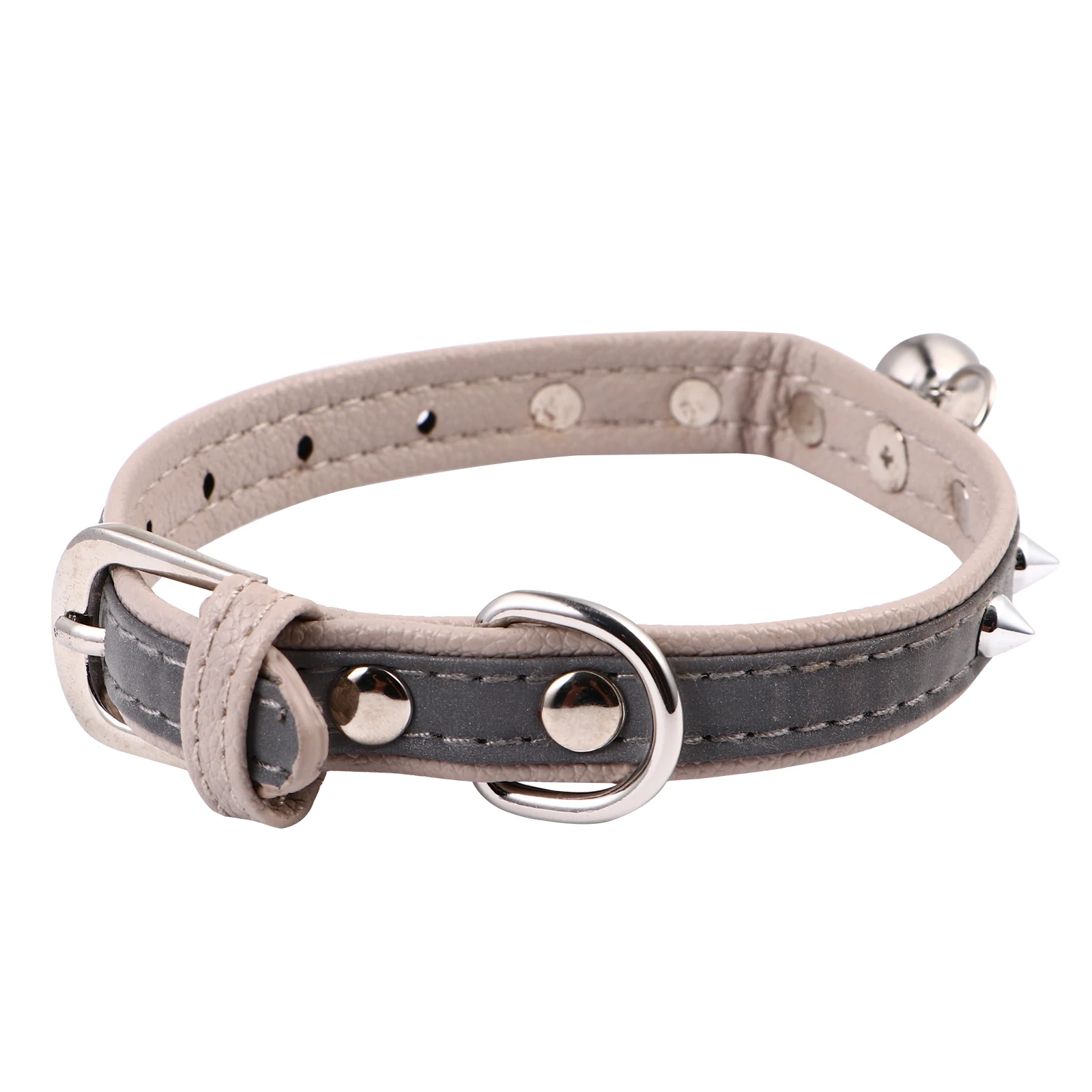

Rivet Studded Pet Collar Bell Decor Adjustable Neck Chain Reflective Strip Durable Comfortable Unique Attractive