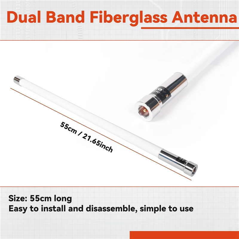 Antenna in fibra di vetro dual band AC56-NL550 136-174/400-470Mhz VHF UHF