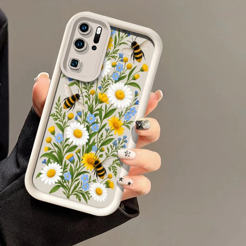Bee Pattern Case For Huawei P20 P30 P50E P40 Lite P Smart Mate 20 30 40 50 Pro Y9 Prime 2019 Y7A Y9S Matte Shockproof Cases Etui