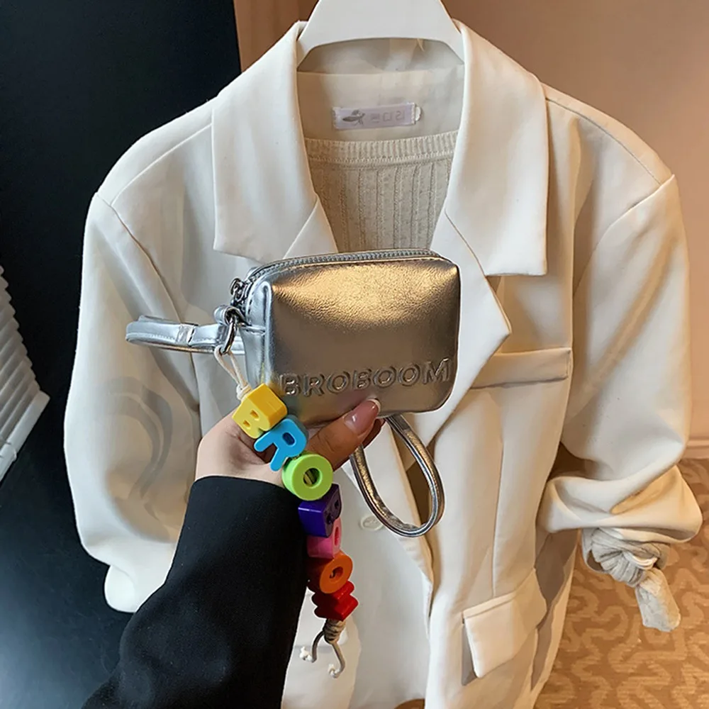 多機能小さな正方形財布シンプルなシングルショルダークロスボディヘッドフォンバッグ無地 PU レザーホルターネック小銭入れ