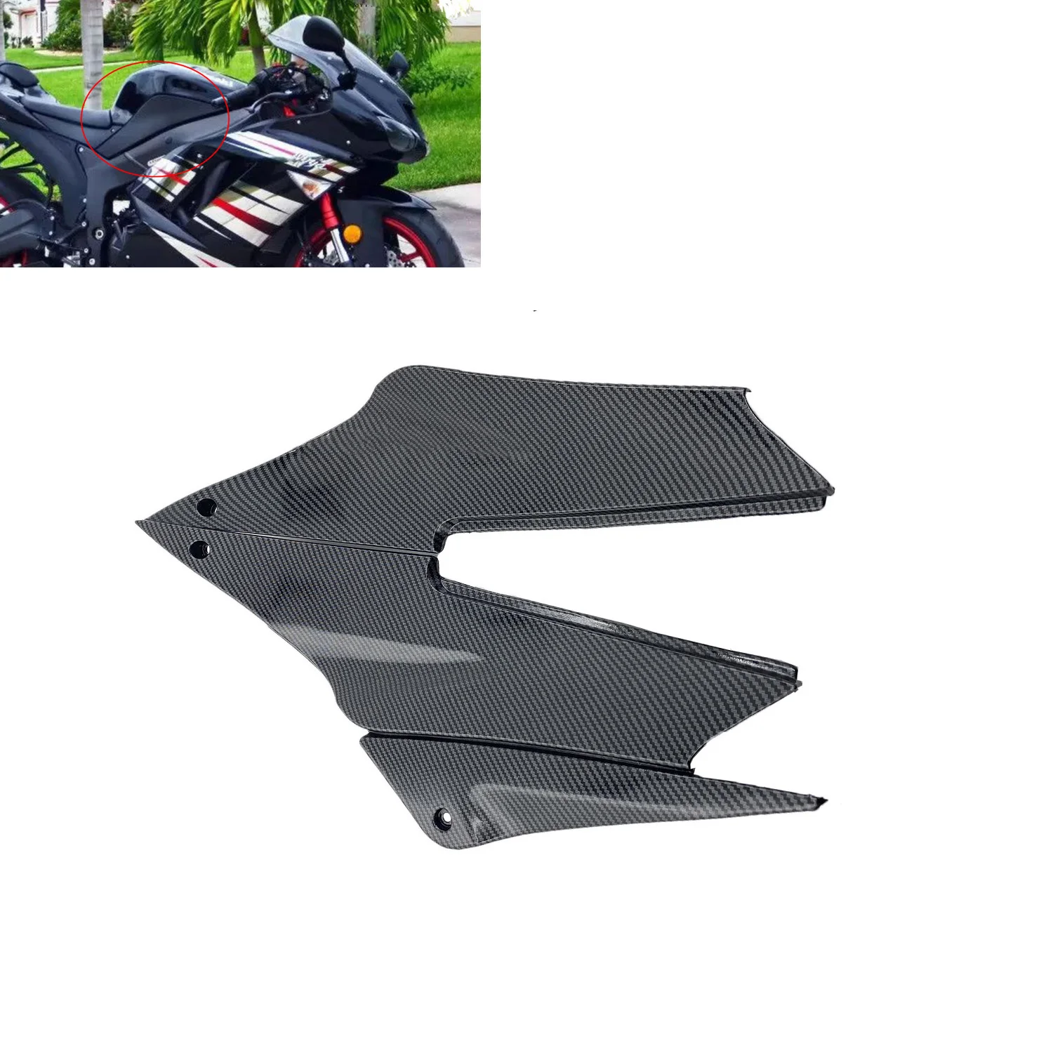 

Carbon Fiber Painting Gas Tank Side Cover Panels Trim Fairing For Kawasaki ZX6R 636 2005 2006