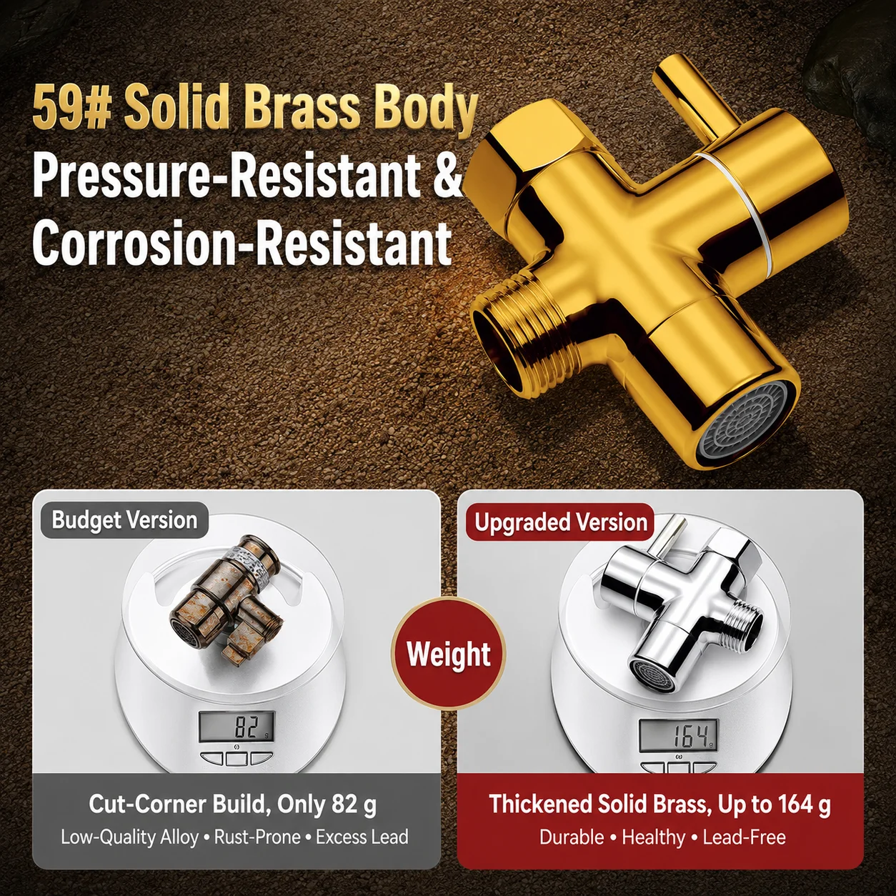 Brass Faucet Splitter 1/2  Inch 2 Way Water Diverter Valve Washing Machine Inlet Pipe Tap Connector With Switch For Bathroom