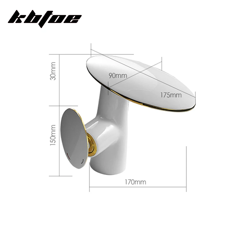 Imagem -06 - Latão Bacia Torneiras do Banheiro Cachoeira Lidar com Único Torneira de Água Fria e Quente Vessel Sink Toque Mixer Guindaste Preto Cromo Branco