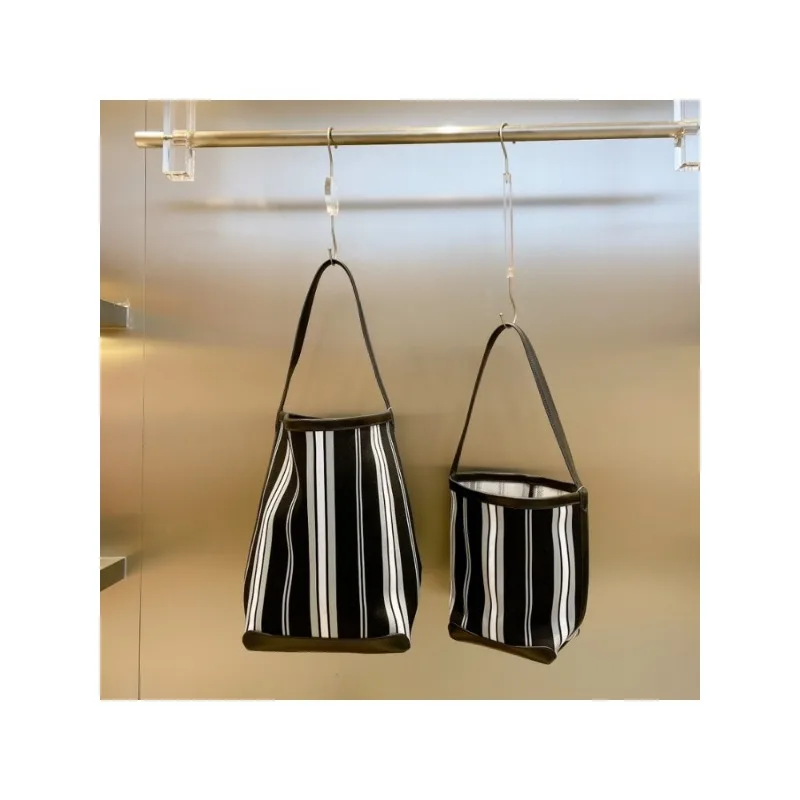 

Niche Designer Contrasting Color Retro Striped Bucket Bag Women's Mother Bag Portable Shoulder Armpit Bag 2023 New