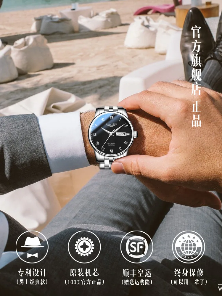 Orologio da uomo Orologio meccanico automatico originale per uomo Impermeabile luminoso in acciaio inossidabile Reloj Display doppio calendario