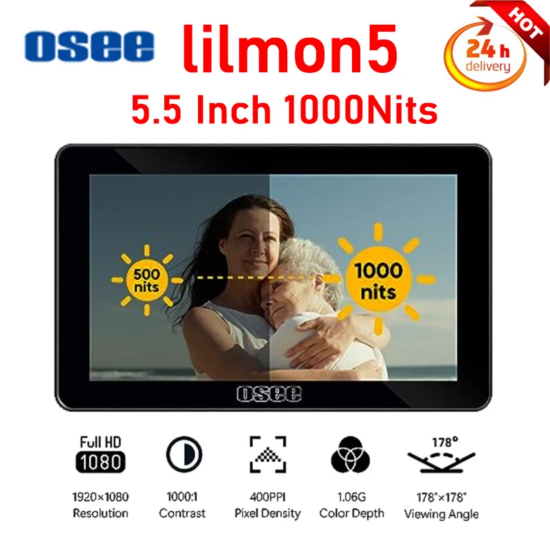 Osee Lilmon 5 DSLR 카메라 모니터 키트, 틸트 암 포함, 3D Lut 터치 스크린, 1920x1080, 4K HDMI 호환, 5.5 인치 