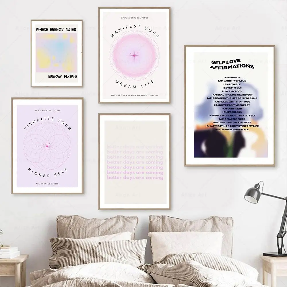 Abstract Poster Gradient Aura Wall Art Divine Spiritual Canvas Painting Nordic Gallery Print Aesthetic Picture Living Room Decor