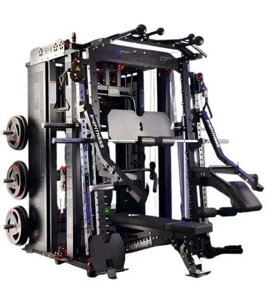 All-in-One Smith Cage System | Commercial and Residential Multi-Function Exercise Equipment with Squat Rack and Pulley System