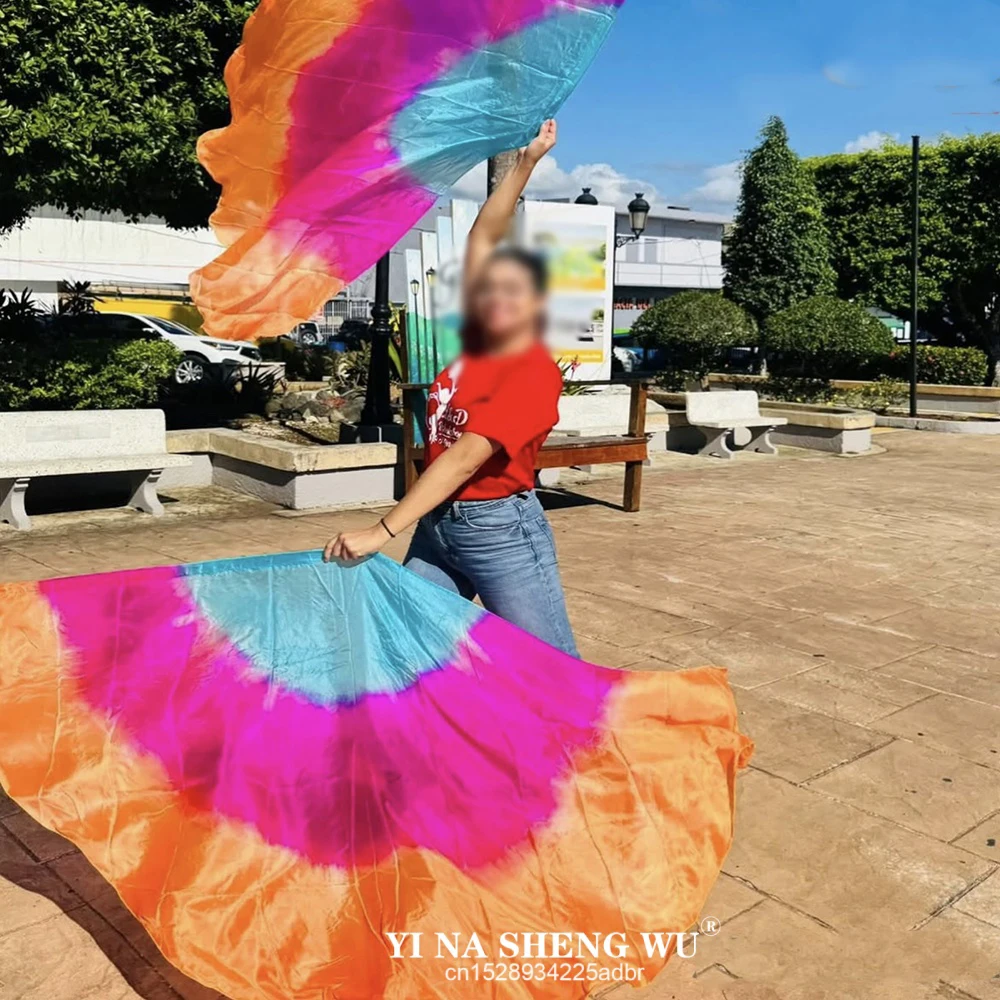 Accessori per la danza del ventre Scialle in velo di seta per le donne 100% vera seta 200x114 cm Tinto Pratica Puntelli per prestazioni Bandiera della chiesa