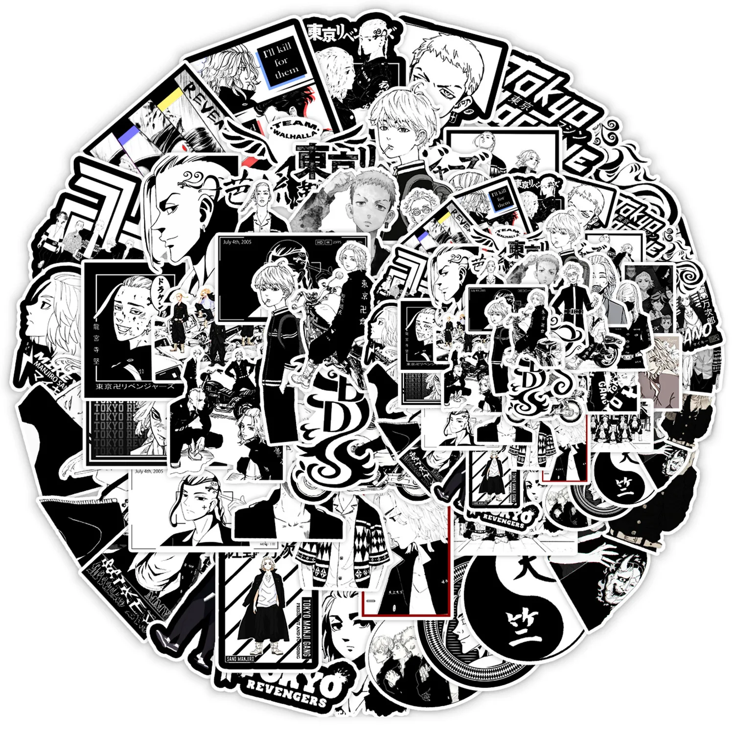 10/50PCS Tokyo Revengers Cool Anime Stickers Classic Japanese Manga Sticker DIY Water Bottle Guitar Phone Cartoon Decals Kid Toy