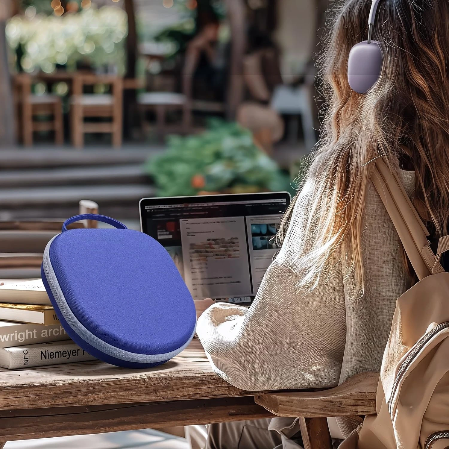 Yinke Reiseetui für Apple AirPods Max, unterstützt den Schlafmodus, doppeltes Reißverschlussdesign, stoßfestes EVA-Material mit kratzfestem Samt-Innenfutter. – Detail 38