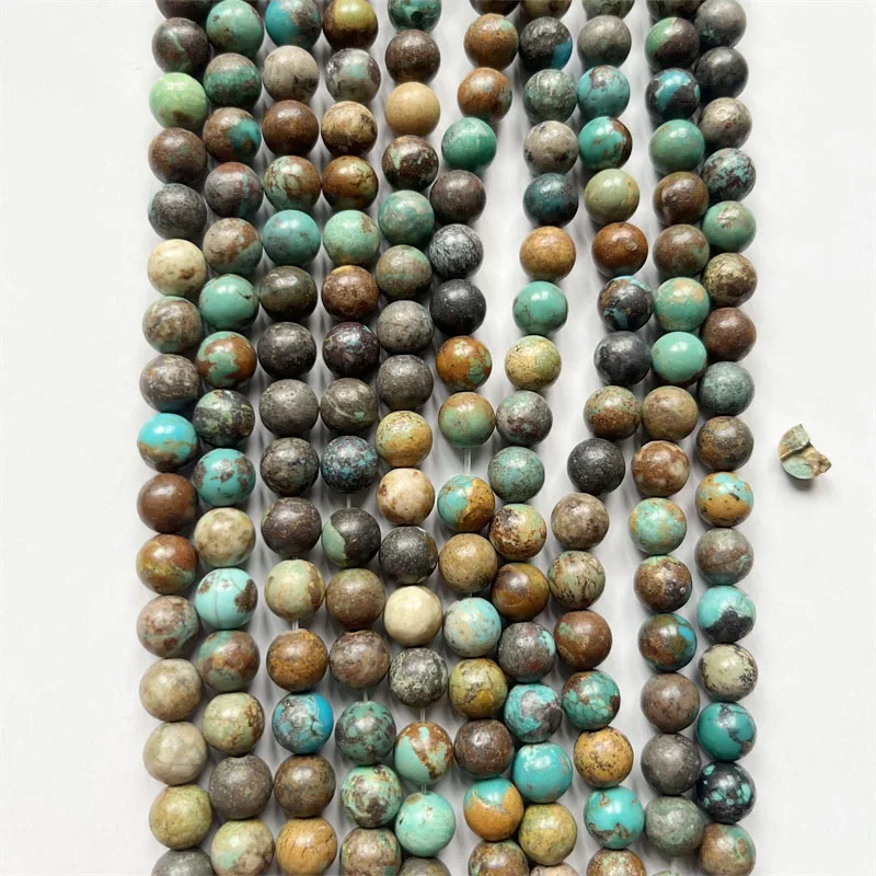 Rare 8MM Natural Hubei Turquoise Stone Loose Beads For Raw Genuine Mineral Jewelry Necklace Bracelet Making Design Gemstone