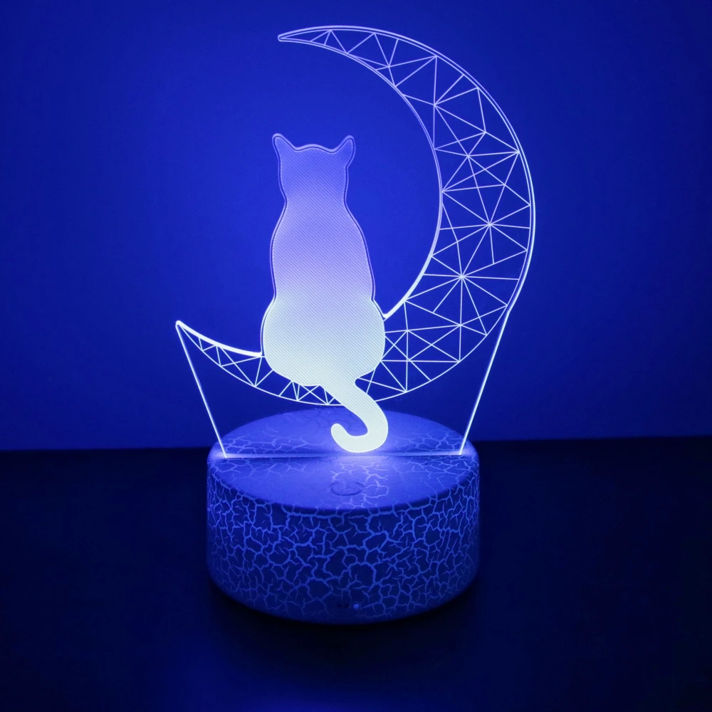 Cute Cat 3D Lamp LED Night Light Table Lamps Nightlight for Children\'s Lights Smart Touch Home Bedroom Desk Decor Birthday Gifts