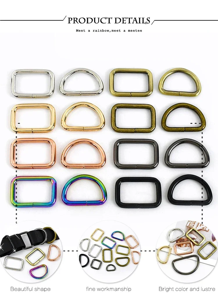 10 Stück Metall-Taschenverschlüsse, 16–50 mm, D-Ring-Verschlüsse für Gurte, Gurtband, Gürtelhaken, Hunde-Leinen-Verbindungsstücke, Verschlüsse, DIY-Bastelzubehör – Detail 3