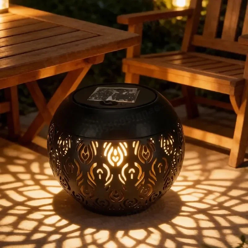 Solar Lighting Wrought Iron Jar Light Desktop Ornament Indoor and Outdoor General Garden Landscape Metal Night Light