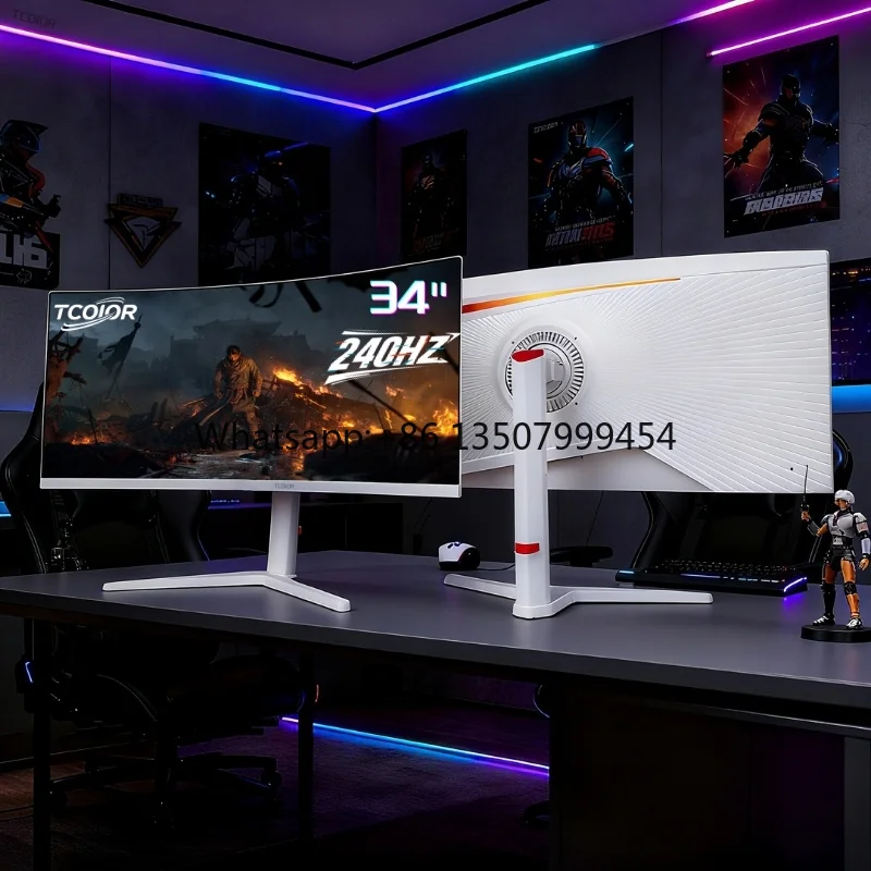 TCOLOR Pc Monitors 34Inch Curved Gaming Monitor 4k Ultrawide Pc Screen Lcd Display 240hz Gaming Screen Computer Monitor for Home