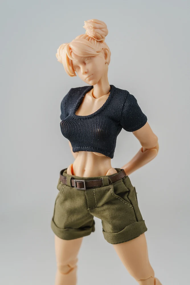 Kleidung Modell 1/12 Maßstab weibliche enge kurze T-Shirt lässige Shorts passen 6 ''Romankey Soldat Action figur Körper puppen