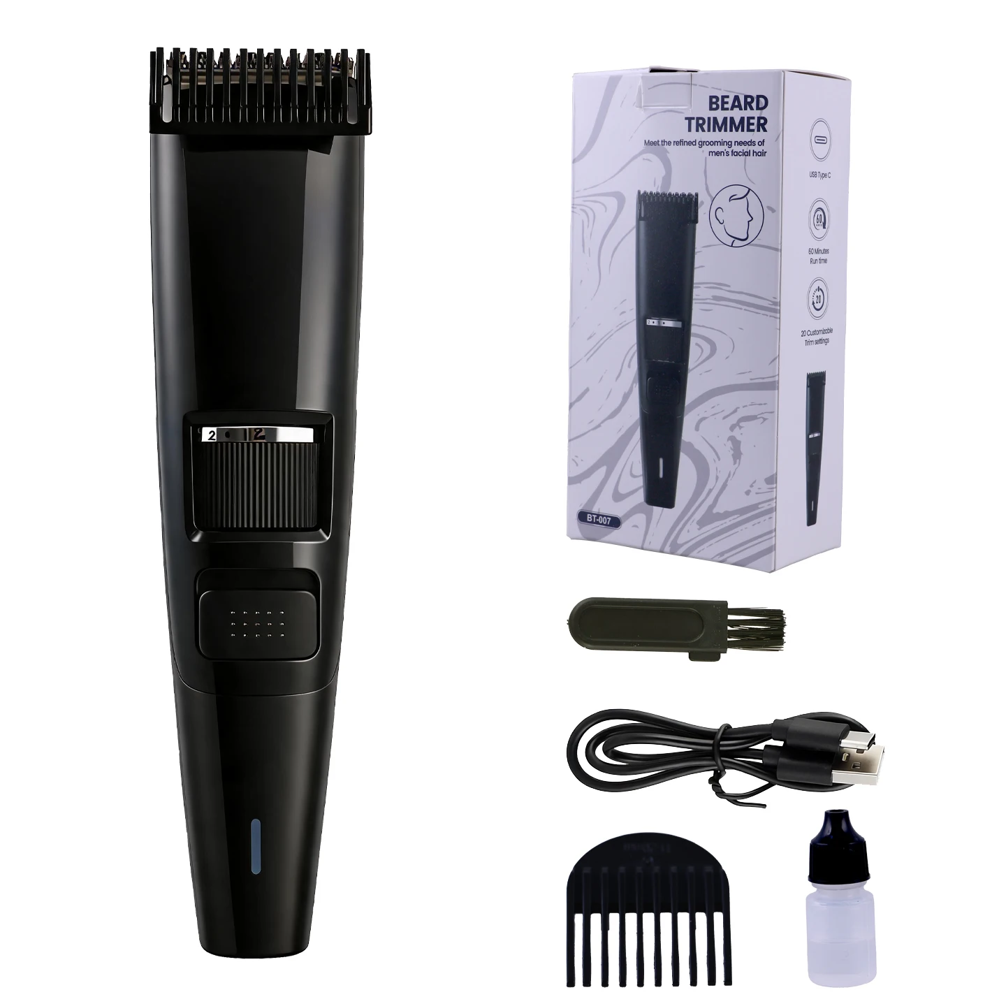 OMUONE Beard Trimmer for Men Cordless Adjustable Beard Mustache Trimmer with Built-in Vacuum Wet/Dry Clipper Travel-Friendly