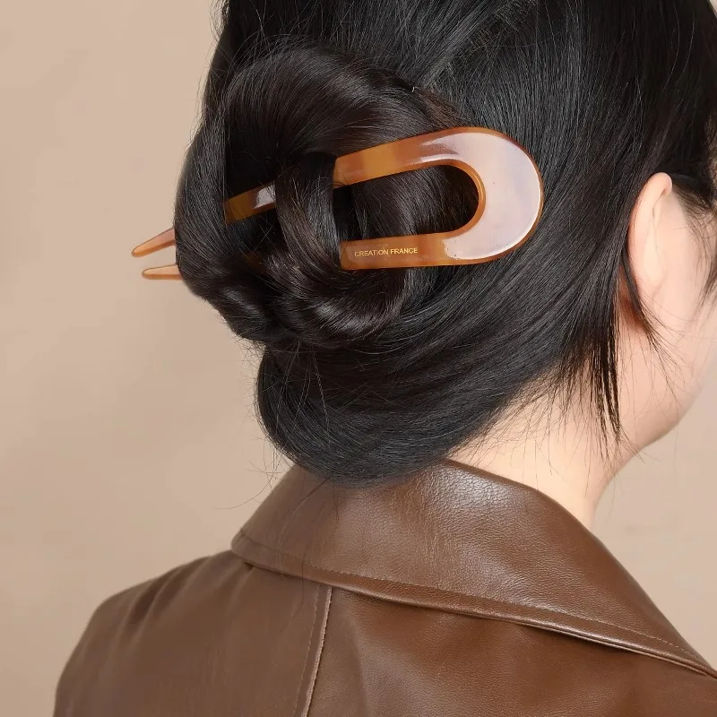 

Acetate U Shaped Hair Sticks Hair Clips Barrettes Women Girls Styling Tools Hairpins Hairgirps Ponytail Hair Accessories Fashion