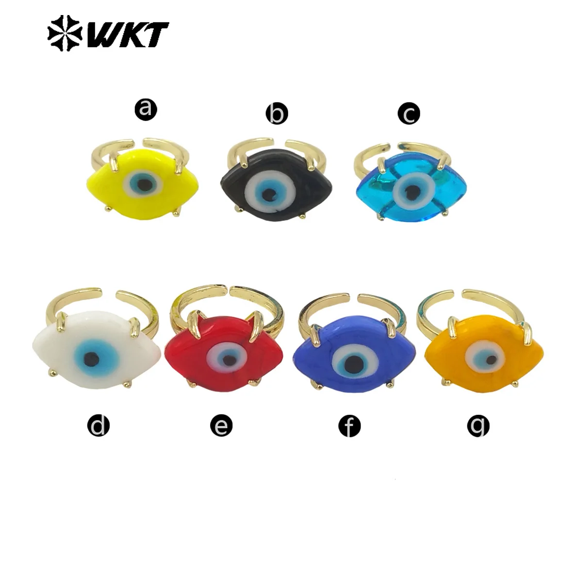 WT-MPR088 Natural Bright Colored Resin Fashionable Devil Eye Design Adjustable Rings For Unisex Jewelry Daily Embellishment