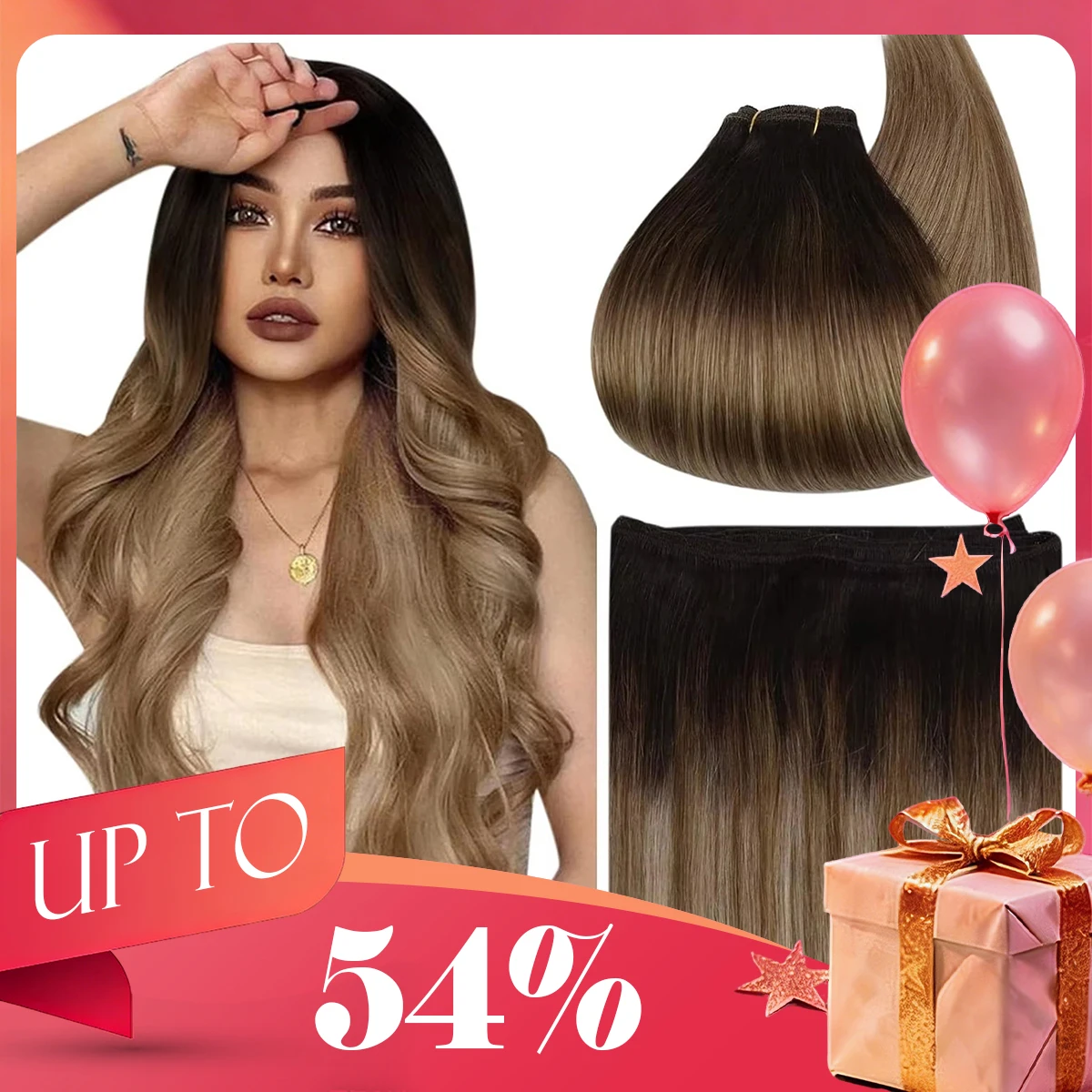 Ugeat Sew in Hair Extensions Human Hair Soft Natural Dark Root  Hair Bundles for Women Hair Weaves 100G Remy Human Hair
