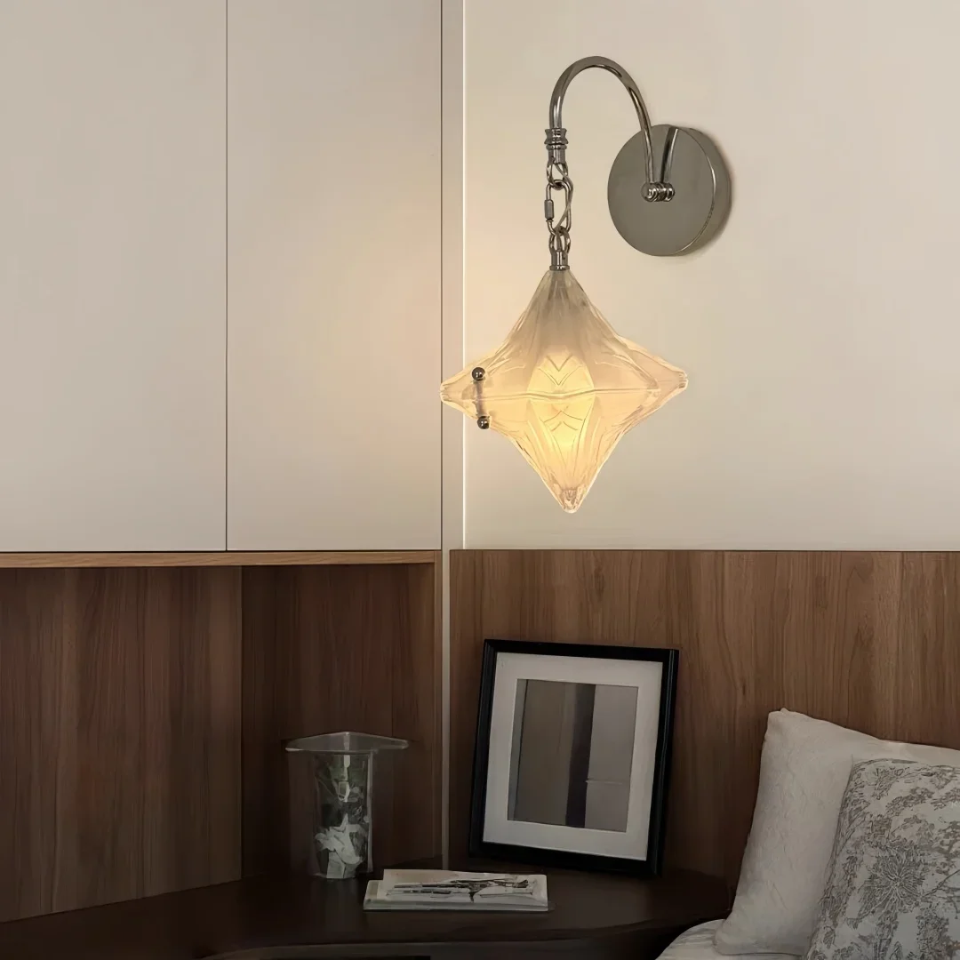 TechHPVintage Star-Shaped Semi Flush Mount Ceiling Light Retro Art Deco Ceiling Lamp For Bedroom