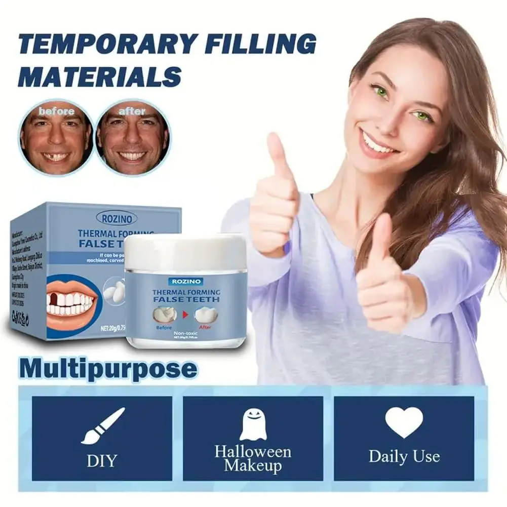 20g Plasticable Solid Particles Modify Teeth Glue Thermal Forming False Teeth Non-toxic Moldable Temporary Teeth Repair Material