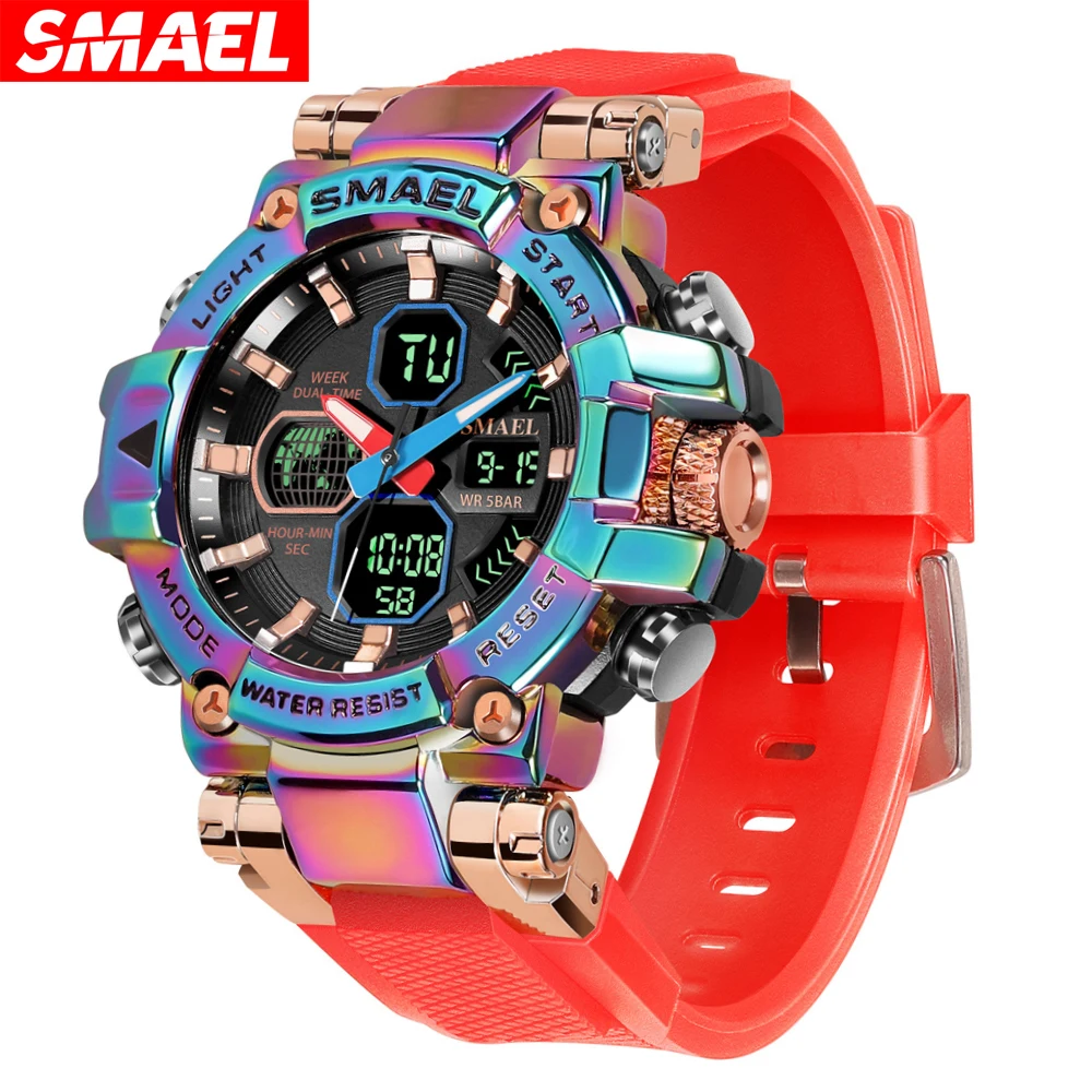 SMAEL Top Brand Sports Watches Men Military Army Waterproof Alarm Quartz Multifunction Wristwatch Male Digital Light Clock 8027
