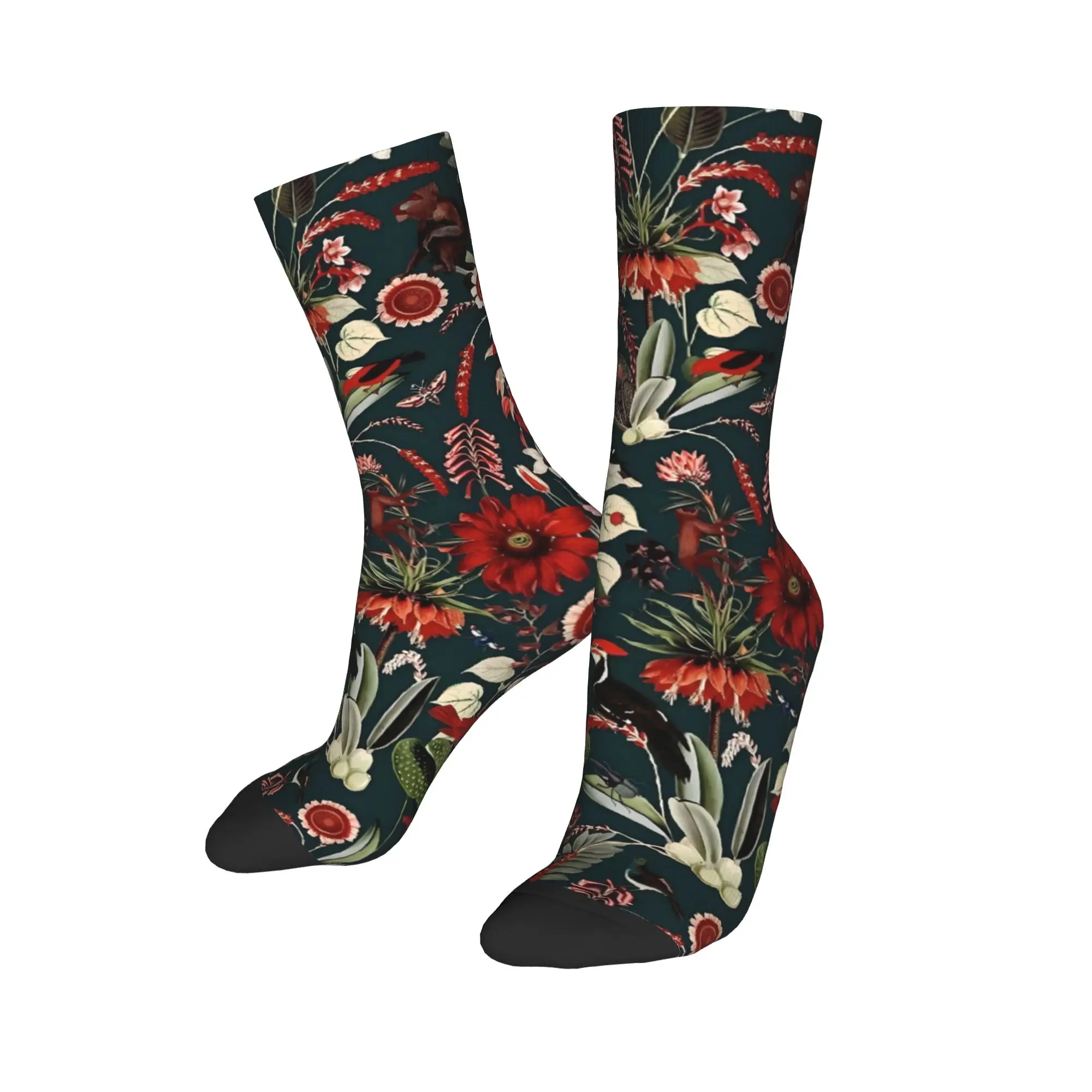 

Custom Flower Dress Socks Men's Women's Warm Fashion Vintage Magic Colorful Pattern Crew Socks