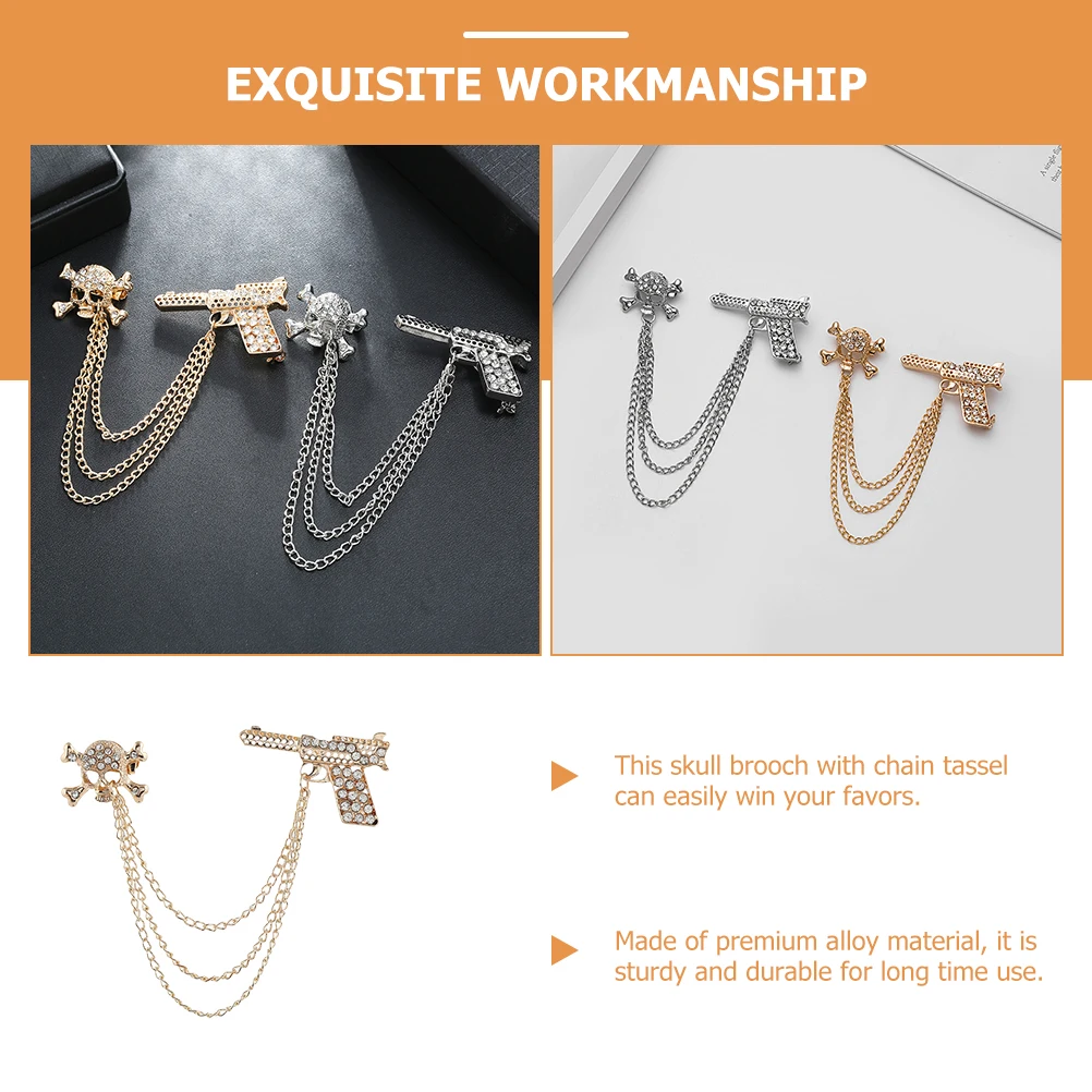 حجر الراين الجمجمة بروش دبوس للرجال النساء البدلة اكسسوارات فستان كليب التلبيب دبوس طوق سلسلة سترة كليب دبابيس الموضة #4
